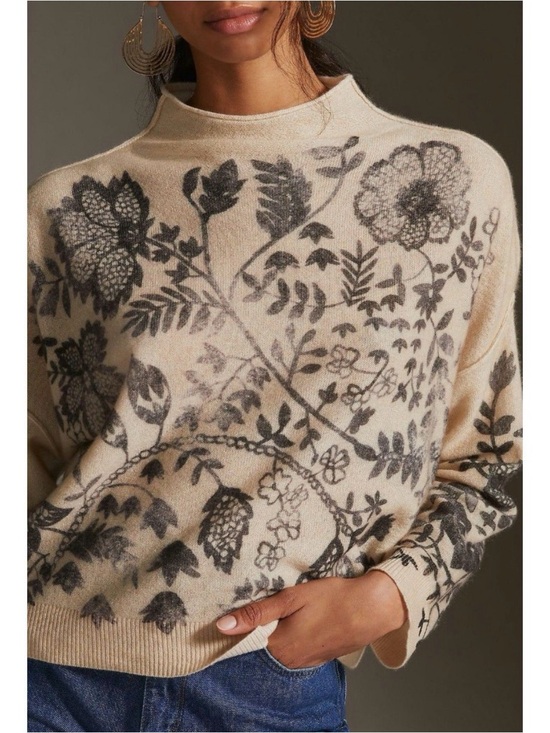 Pilcro Sweaters - anthropologie pilcro pure cashmere sweater womens size s alani floral mock neck